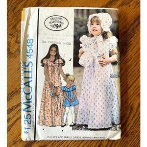 Vintage 1970s McCalls 4548 Sewing Pattern Sz 3 Toddler Dress Bonnet Bag COMPLETE